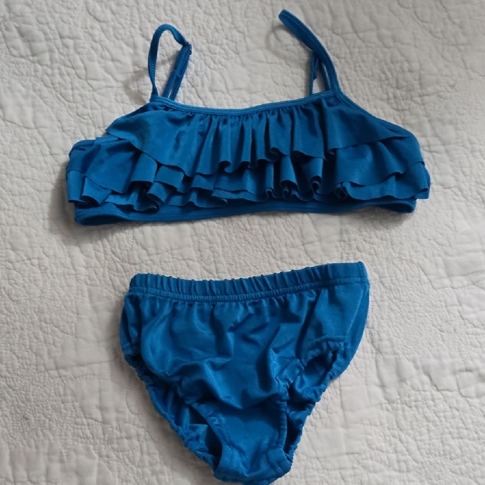 Kids Blue Ruffled Bikini Set